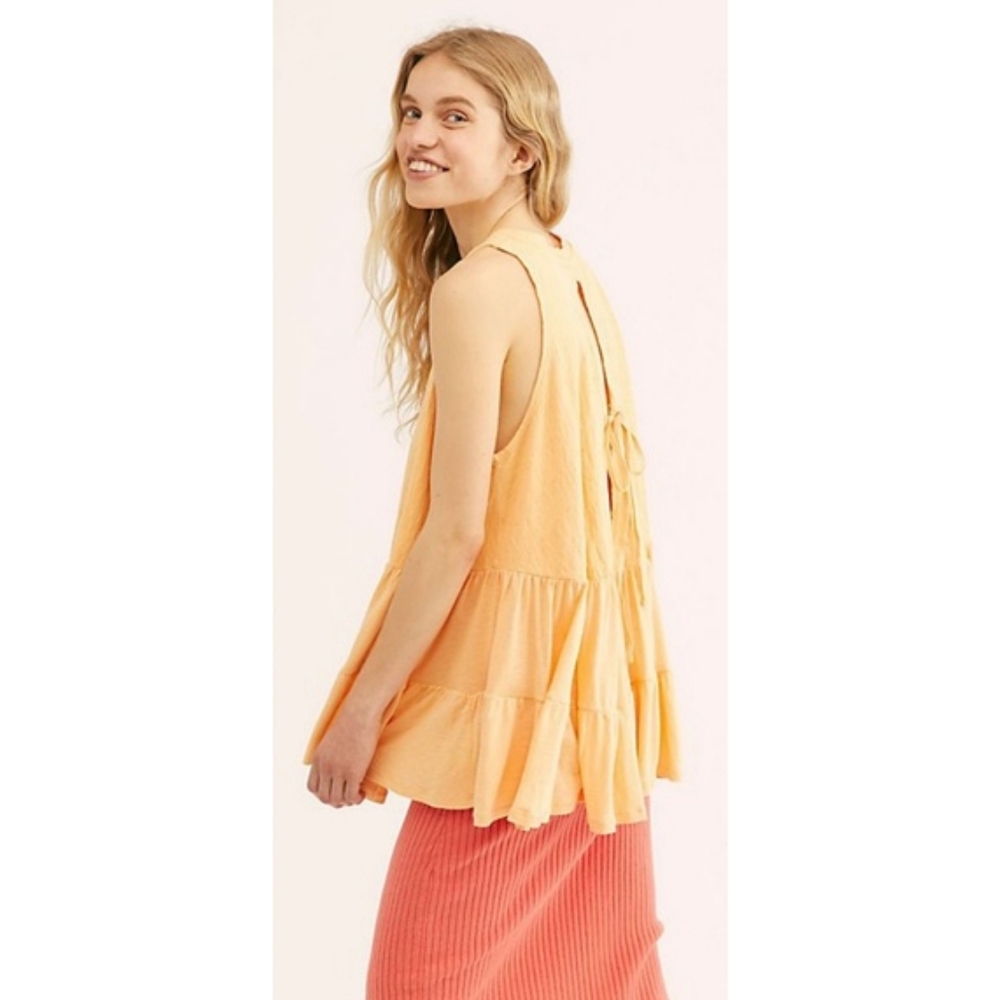 Free People Right On Time Tunic Tank Top in Apricot Orange XS - Picture 4 of 9